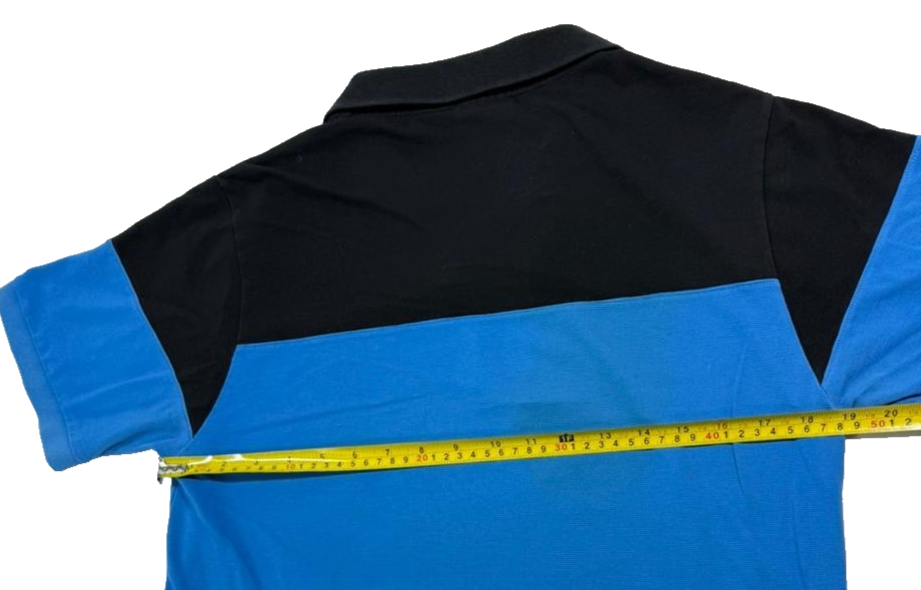 Lacoste Men's Block Stripe Black Blue White Polo Shirt Short Sleeve Size 4