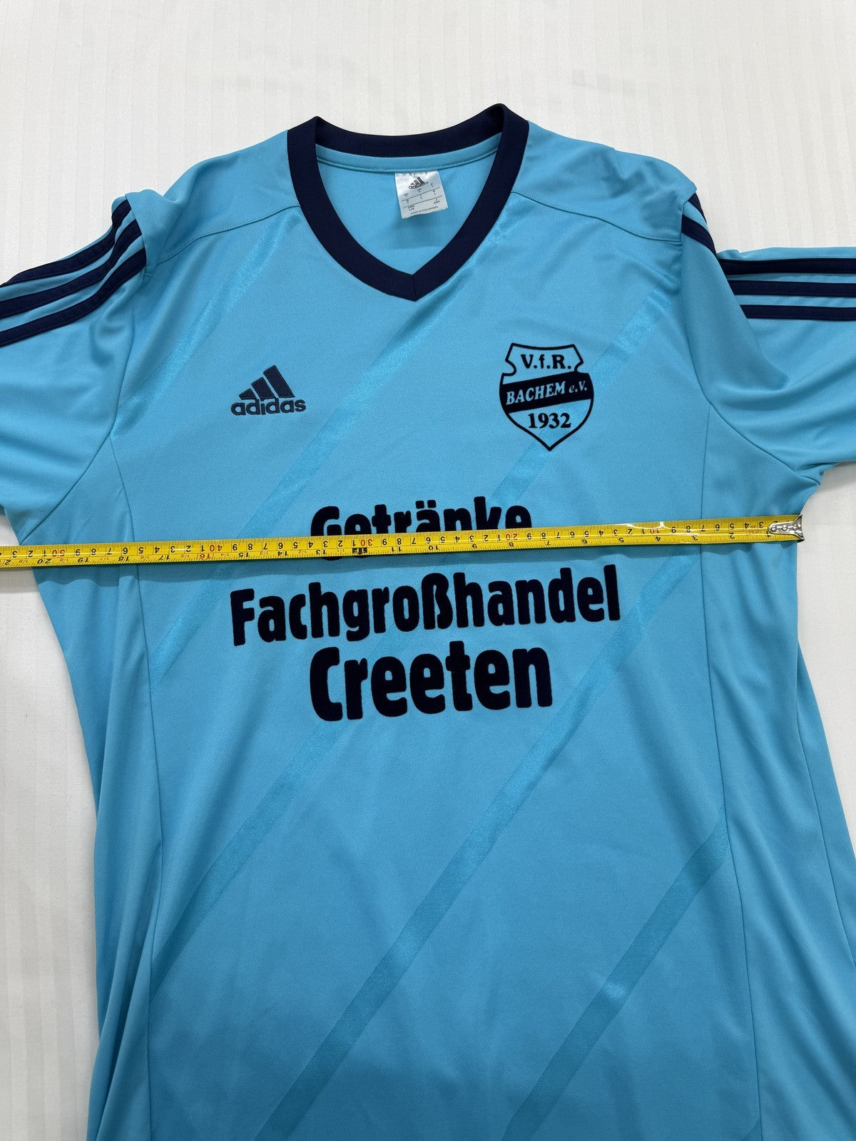 Adidas Men's Sky Blue Striped Soccer Jersey L Long Sleeve Vintage