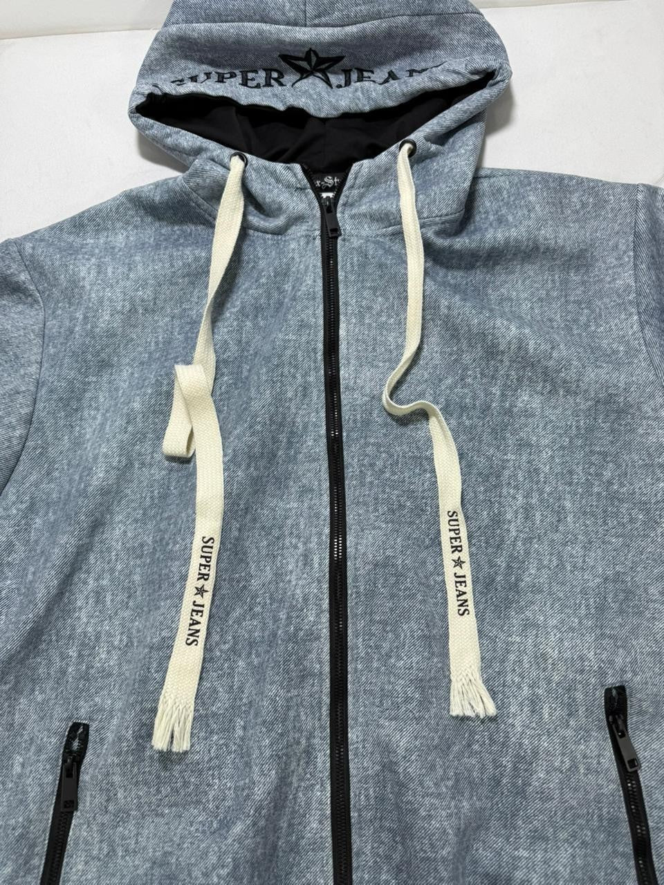 Super Jeans Flex-Style Grey Zip Up Hoodie Jacket Men's Casual XXL