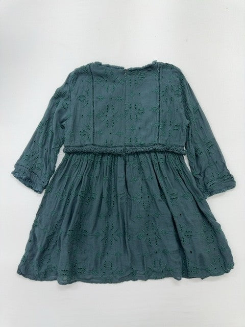t.r.f Girls Teal Eyelet Knee-Length Dress Size L