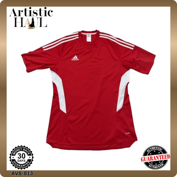 Adidas Red Soccer Climalite Jersey L Athletic Fit Moisture Wicking