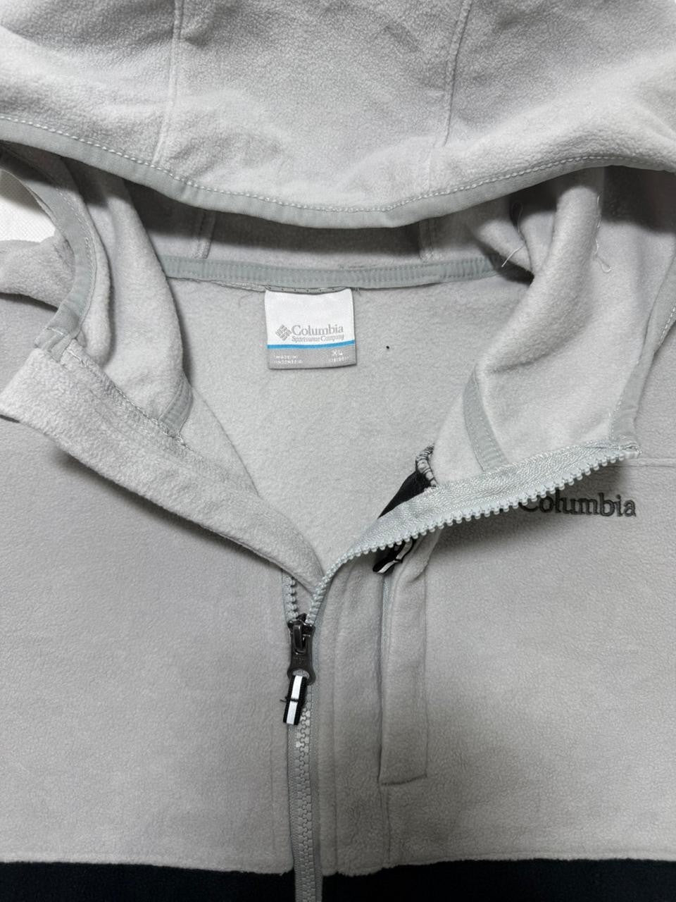 Columbia Men's Full Zip Fleece Hoodie Grey Navy Soft Warm Jacket Size XL