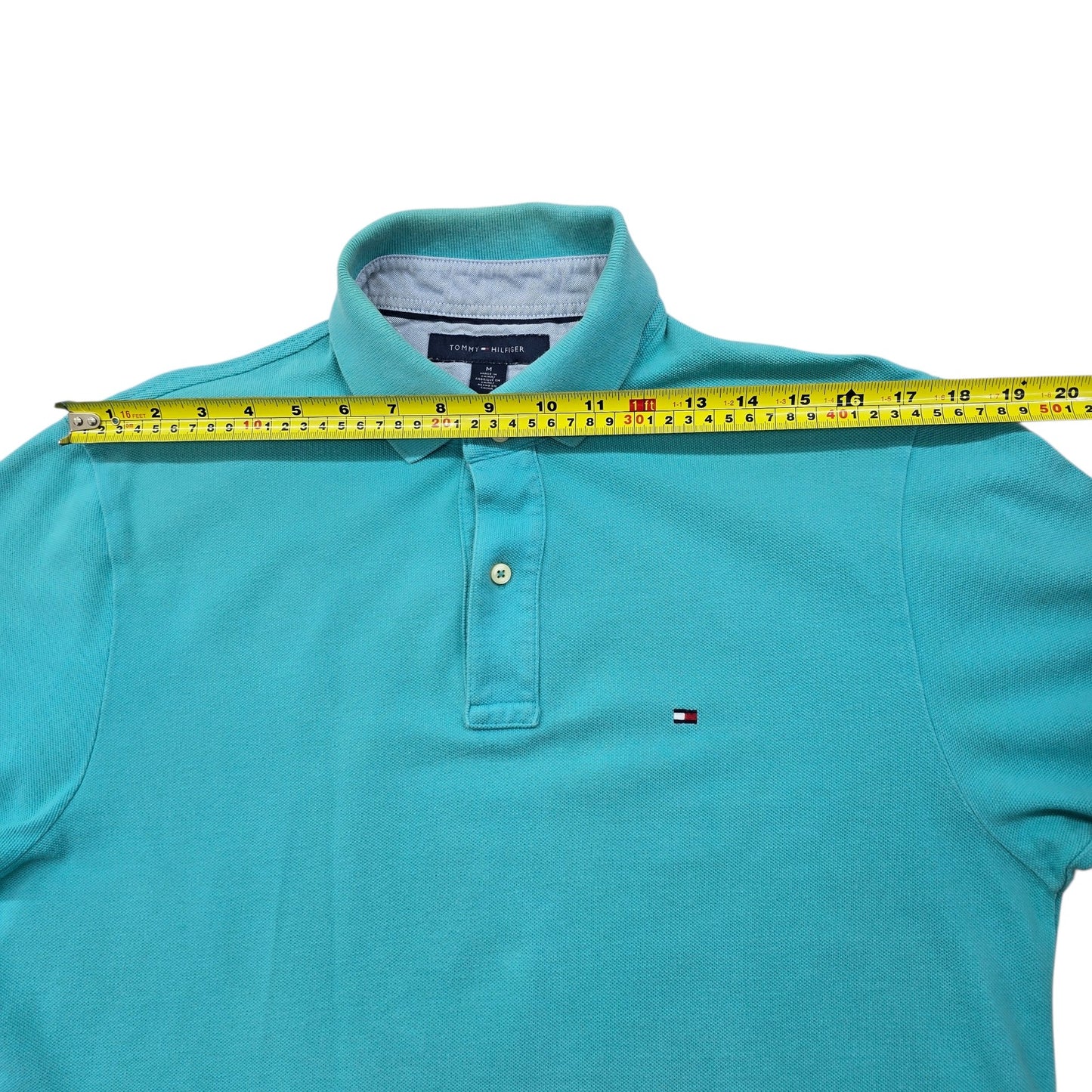 Tommy Hilfiger Men’s Turquoise Cotton Pique Polo Shirt M Classic Logo