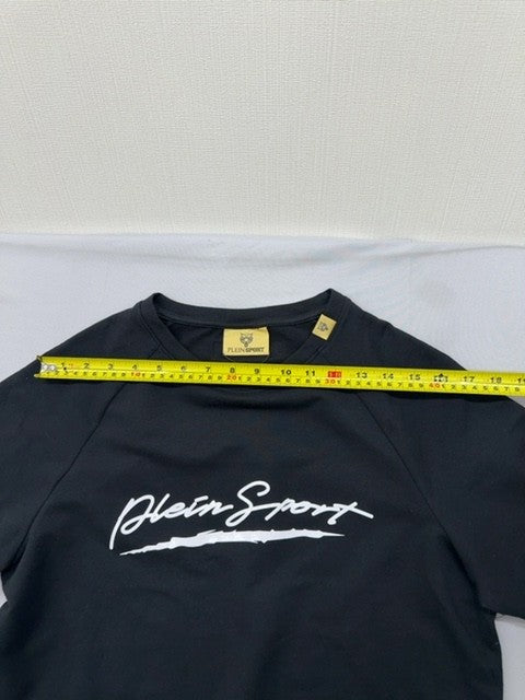 Plein Sport Black Crewneck Sweatshirt Men's S Long Sleeve Cotton Fleece