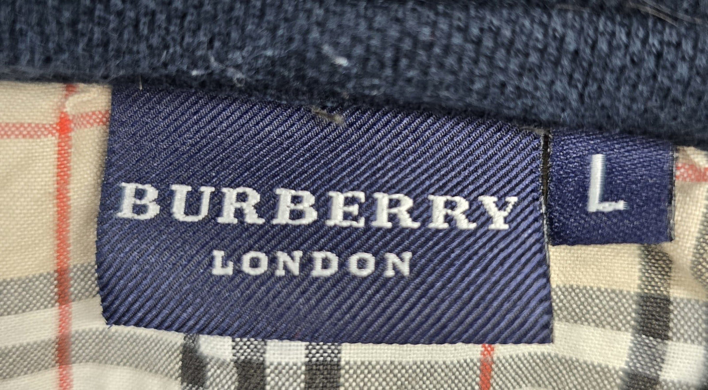 Burberry Men's Navy Short Sleeve Polo Shirt Size L Cotton