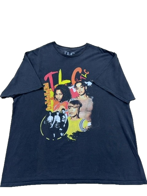 TLC Vintage Band T-Shirt XL Black Graphic Print 1996 Cotton