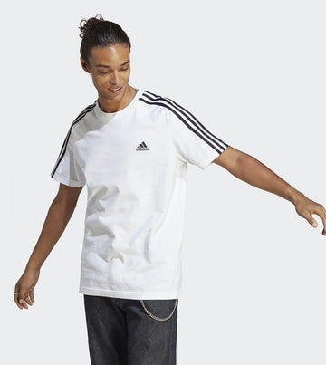 Adidas Essentials Men's Single Jersey 3-Stripes T-Shirt For In White - Size M