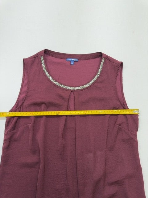 Charles Voegele Women's Burgundy Beaded Tank Top Size 46 EU