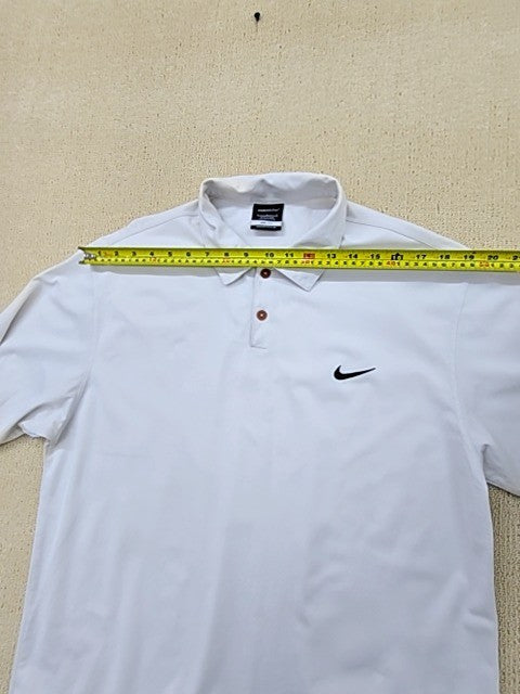 Nike Men's White Dri-FIT Golf Polo Shirt Size L