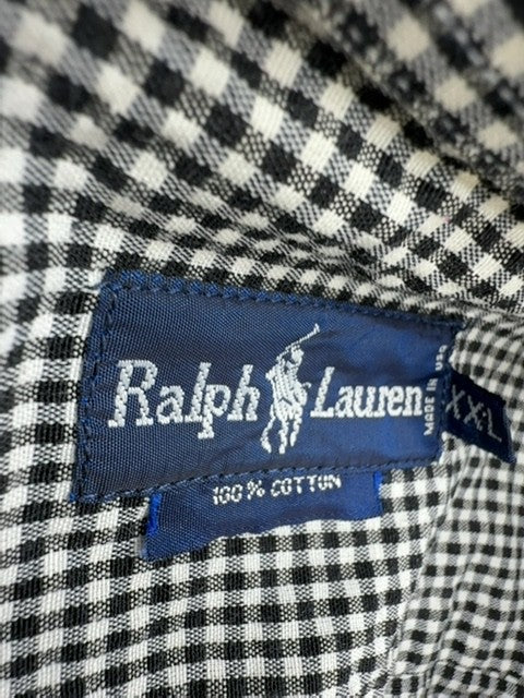 Ralph Lauren Gray Gingham Short Sleeve Button-Down XXL 100% Cotton USA