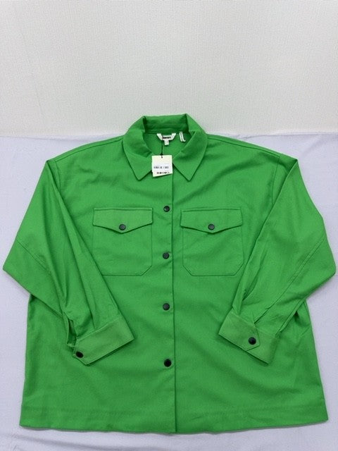 Koton Green Oversized Shirt Jacket EU 42 Snap Button Long Sleeve