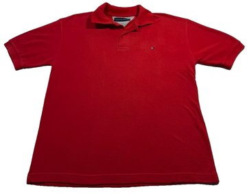 Tommy Hilfiger Men's Red Polo Shirt Size M Embroidered Logo Casual Shirt