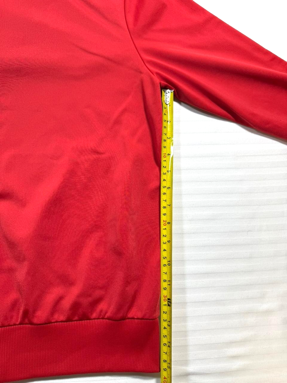 vintage-style red, white, and navy blue track jacket - size M
