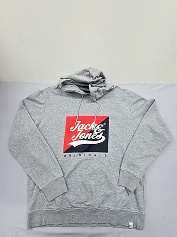 Jack & Jones Men's Oversized Grey Hoodie XL Originals Cotton Blend