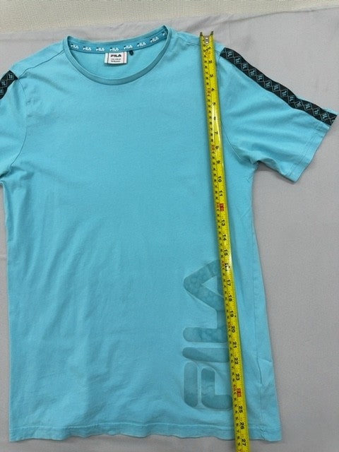 Fila Turquoise Logo T-Shirt 15-16Y Short Sleeve Contrast Bands NWT