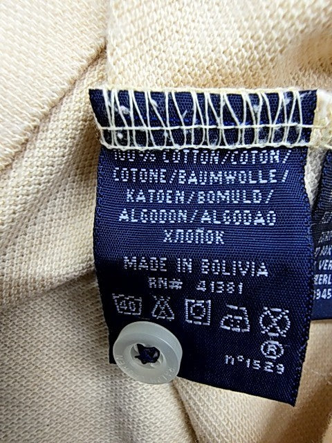 RALPH LAUREN Women's Beige Skinny Polo Shirt Size M Cotton Embroidered Pony