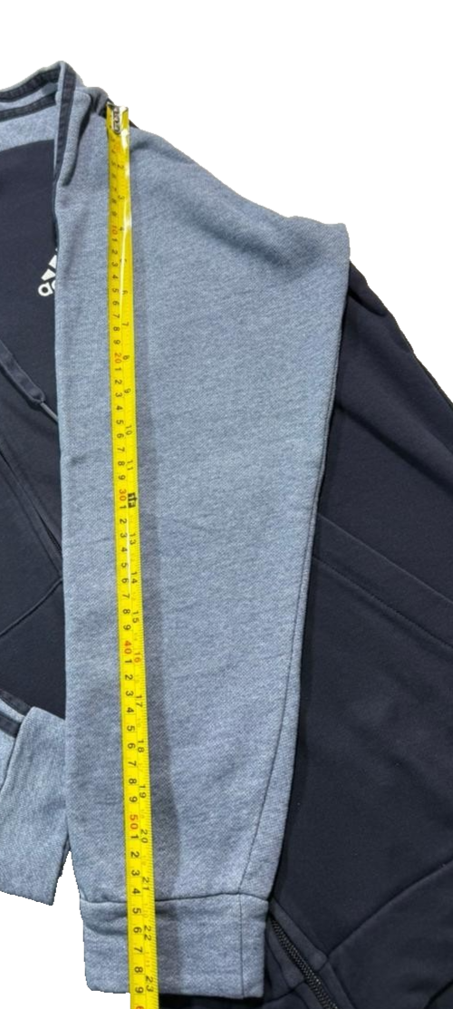 Adidas Men's Zip-Up Hoodie Sweatshirt - Gray & Navy Blue, Athletic Fit, Size L
