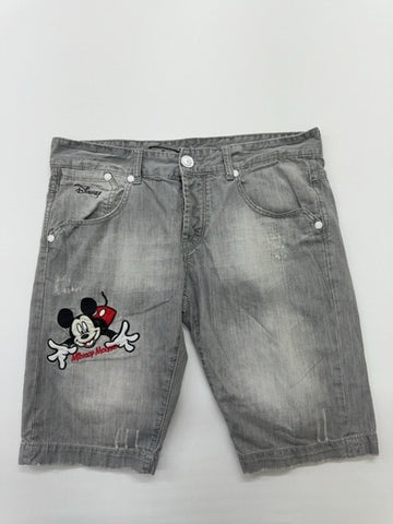 Disney Boys Gray Denim Shorts Mickey Applique Size 5 Condition New