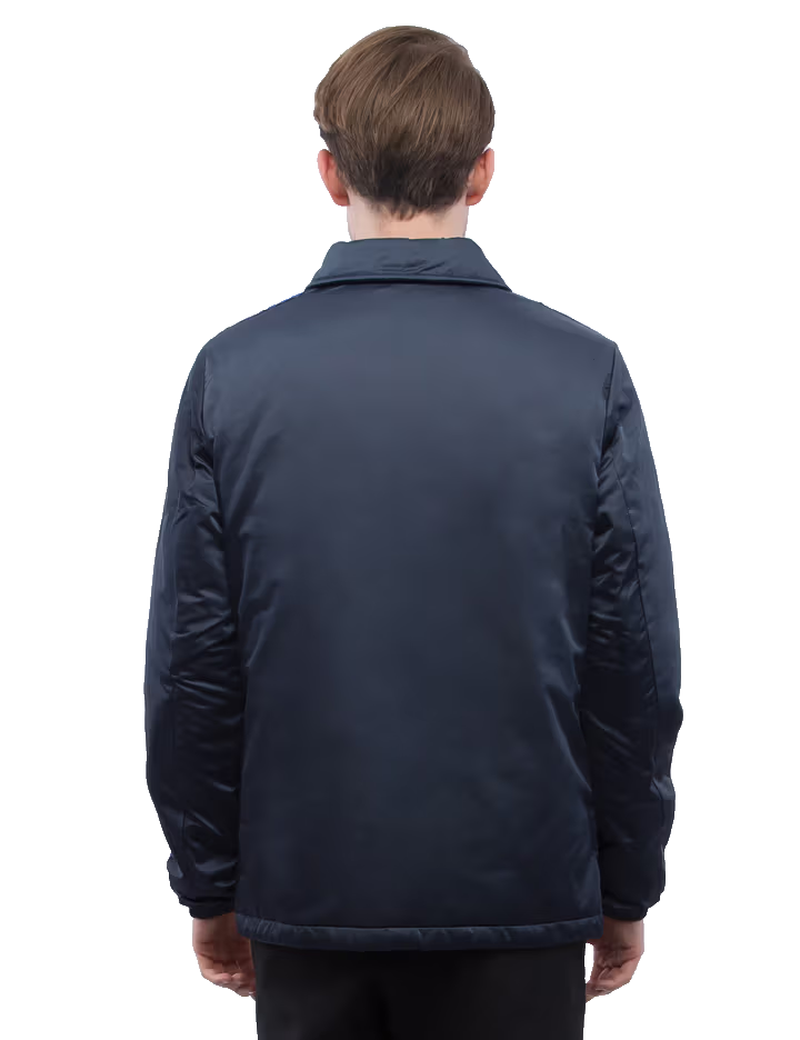 Champion Men's Navy Coach Jacket Logo Tape Sleeves Quilted Lining Size M