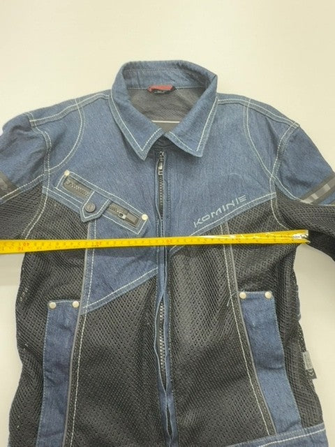 Komine Men Blue Denim Riding Jacket Size S CE Mesh Lining Zipper