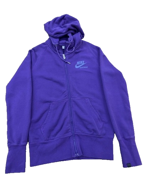 Nike Unisex Purple Full-Zip Hoodie Size L 100% Cotton Sportswear