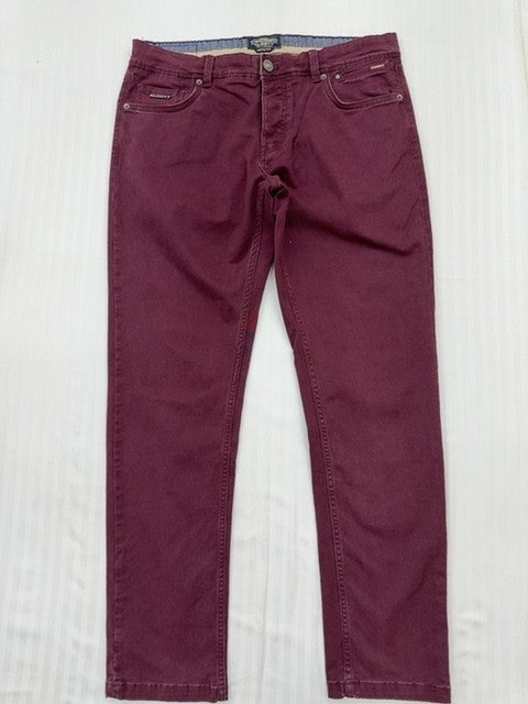 The Cotton Pant Co Men Burgundy Straight Jeans Size 34 Excellent Cond