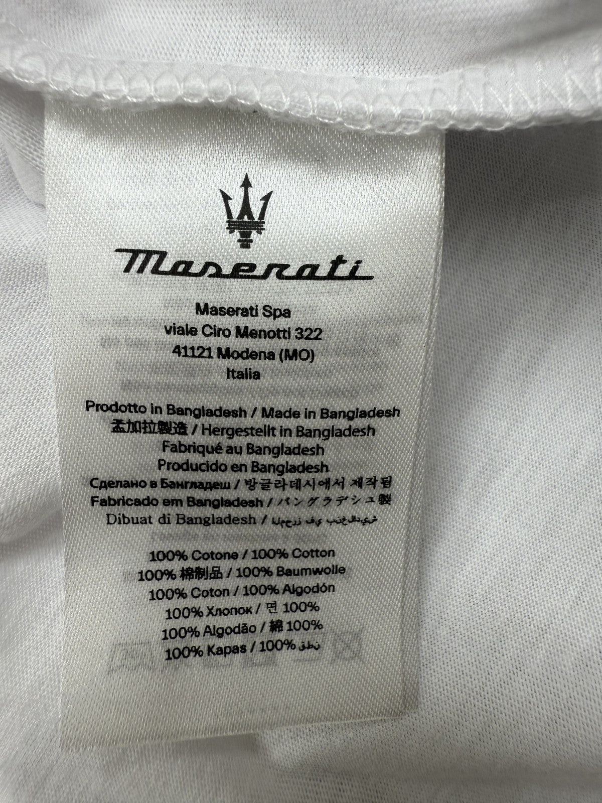 Maserati White Graphic T-Shirt XL Cotton Crew Neck