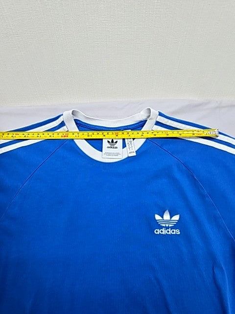 Adidas Men's Blue 3-Stripes T-Shirt XXL Short Sleeve Striped Crewneck