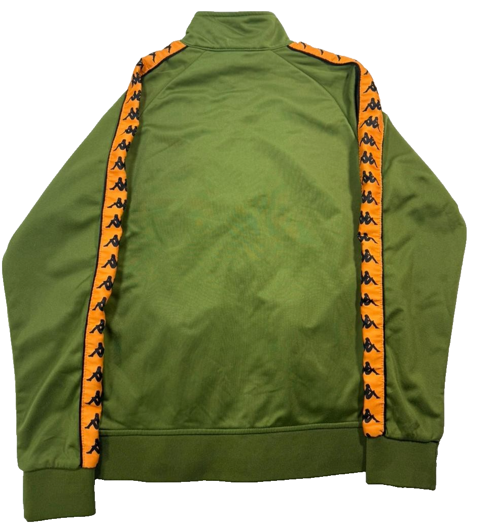 Kappa 222 Banda Anniston Slim Track Jacket In Green With Orange - Size M