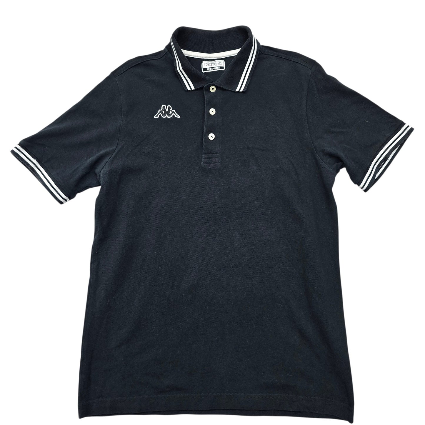 Kappa Men's Navy Blue Striped Trim Polo Shirt Size M Vintage