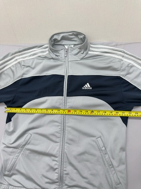 Adidas Unisex XL Grey/Navy 3-Stripes Track Training Jacket