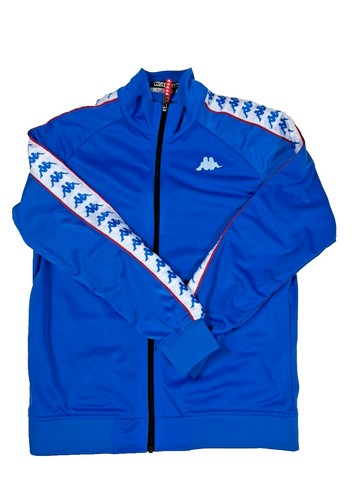 Kappa Men’s Blue Track Jacket Full Zip Logo Tape Sleeves Size L