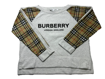 Burberry London Grey Sweatshirt Nova Check Sleeve Panel |12Y| 152Cm
