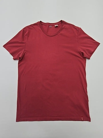 Levi's Men Red Crew Neck T-Shirt Size L Lightweight Ribbed Cotton Jersey
