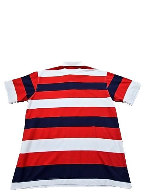 Lacoste Men's Red White Navy Striped Polo Shirt Short Sleeve Cotton