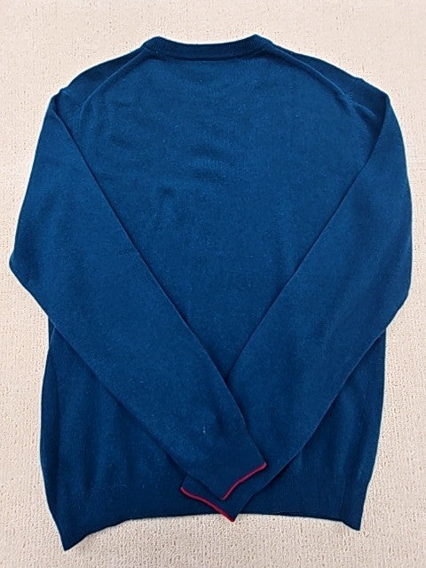 Harmont & Blaine Men's Navy L Crew Neck Sweater Contrast Cuffs Logo