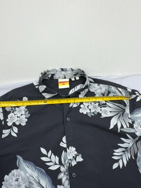 Superdry Men's Black Floral Short Sleeve Button-Down Shirt Size L