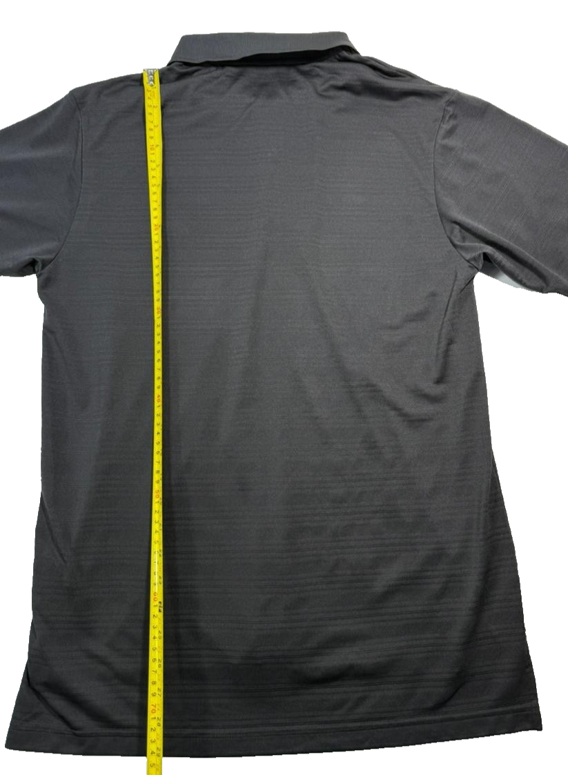 Adidas Men's Black Golf Polo Shirt Climalite Textured Stripe Logo Size L