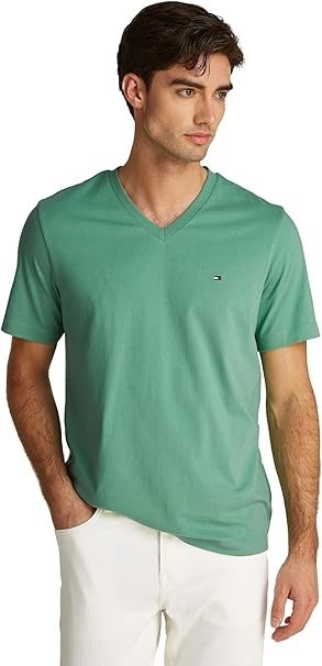 Tommy Hilfiger Regular Fit V-Neck T-Shirt In Green - L