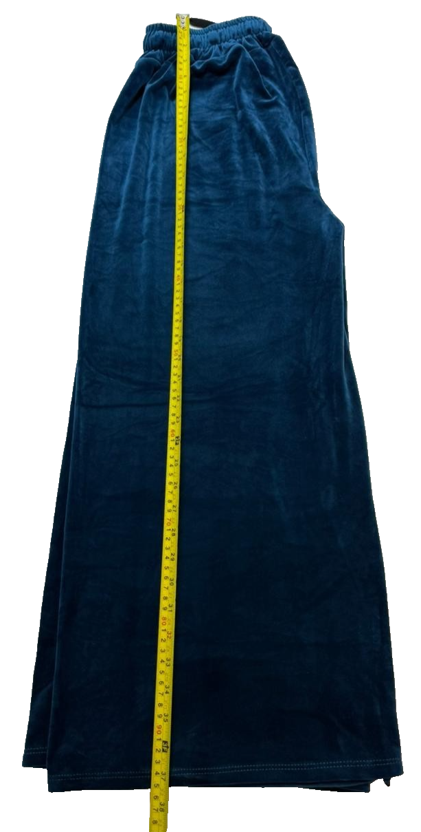 Woman Proto Moda Shengtai Valvet Drawstring Waist Trousers Sea Blue Size 36