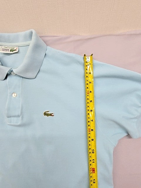Lacoste Men's Light Blue Cotton Polo Shirt Size 6 Vintage France