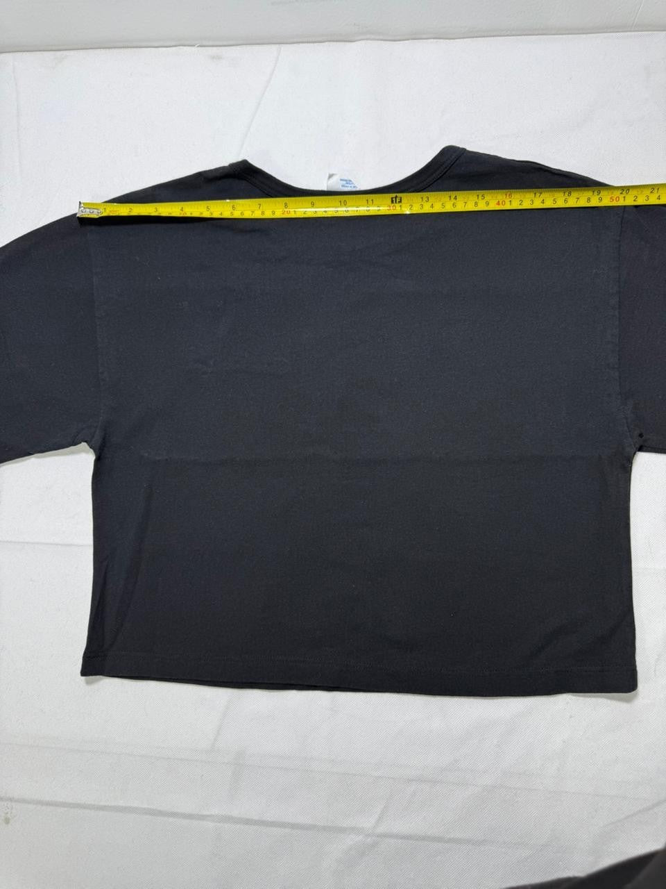 Champion Black Cropped T-Shirt Embroidered Logo Women's Size M