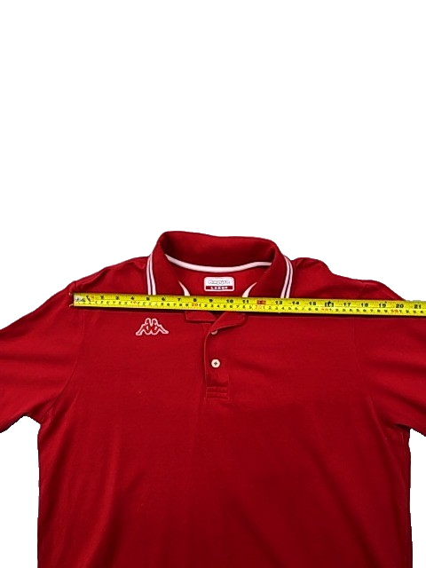 Kappa Men's Large Red Cotton Polo Short Sleeve Collared White Piping