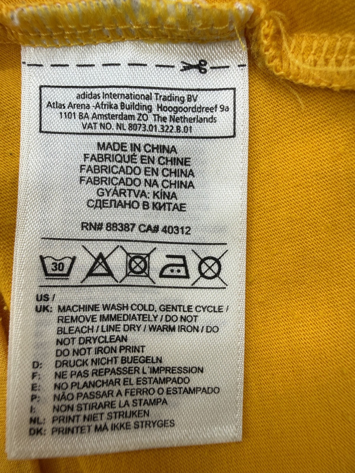 Adidas Men Gold Graphic Raglan T-Shirt Size F Crew Neck Jersey