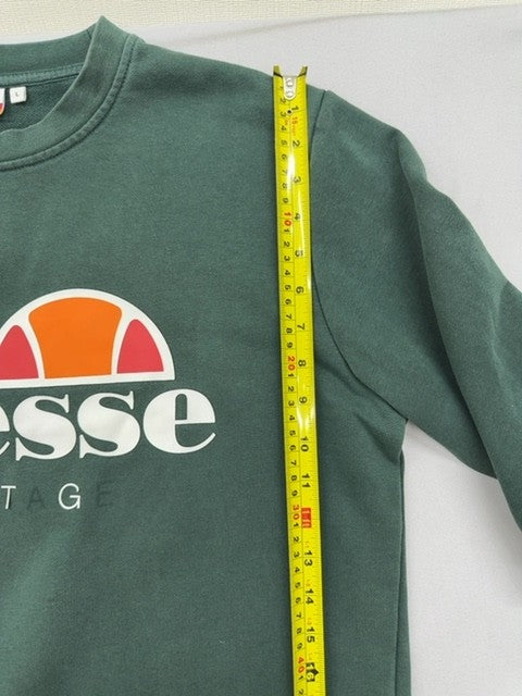 Ellesse Green Crew Sweatshirt Heritage Logo Long Sleeve L