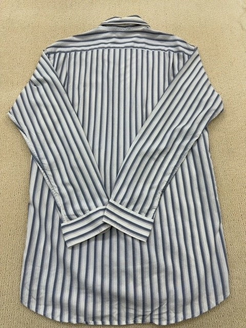 Lacoste Blue White Striped Button Down Long Sleeve Men's Sz 41 Regular