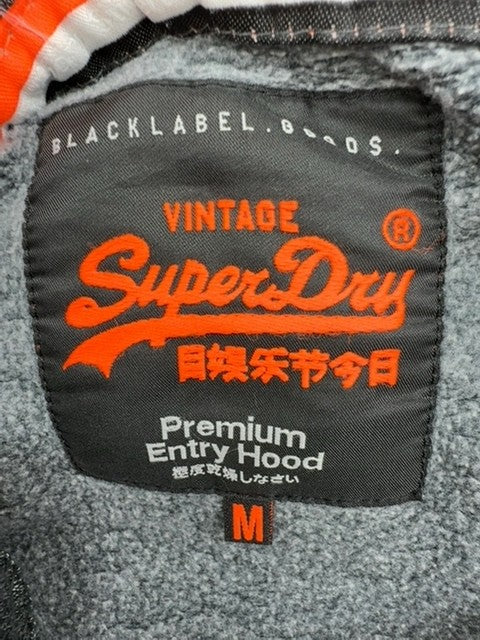 Superdry Black Label Men's M Gray Fleece Hoodie Vintage