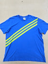 Adidas Men's Blue T-Shirt – Size XL, Striped, Crew Neck