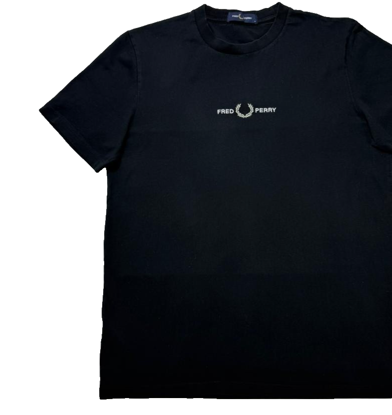 Fred Perry Embroidered Short Sleeve T-Shirt | Size | Black