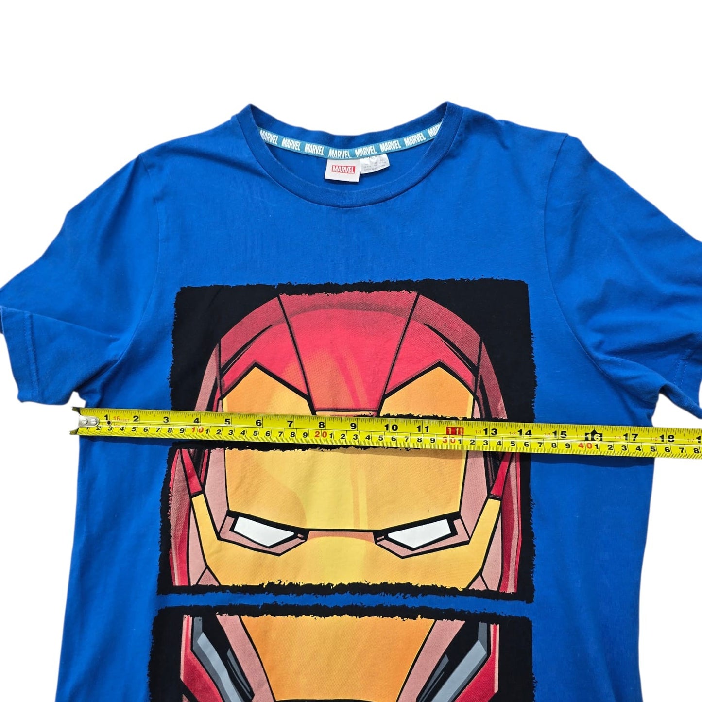 Marvel Iron Man Royal Blue Helmet Evolution Graphic T-Shirt Size 16